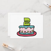 2-jährige Geburtstagstorte Karte (Vorderseite/Rückseite Beispiel)