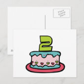 2-jährige Geburtstagstorte Postkarte (Vorne/Hinten)