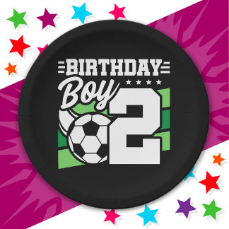 2-jähriges Fußball-Party 2. Geburtstag Junge Pappteller