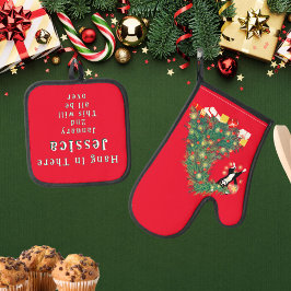 2. Januar wird alles über Weihnachten Ofenhandschuh & Topflappen-Set