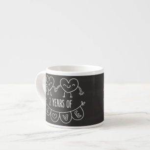 2. Jubiläum Geschenk für ihre Chalk Herz Hand Dra Espressotasse