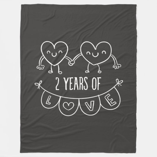 2. Jubiläum Geschenk für ihre Chalk Herz Hand Dra Fleecedecke (Vorderseite)