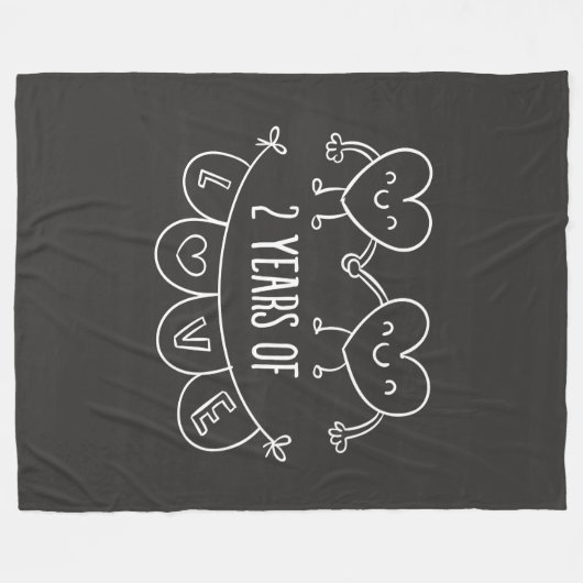 2. Jubiläum Geschenk für ihre Chalk Herz Hand Dra Fleecedecke (Vorderseite (Horizontal))