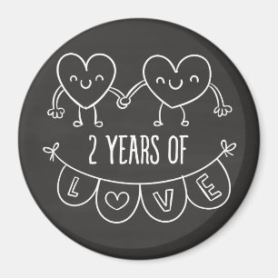 2. Jubiläum Geschenk für ihre Chalk Herz Hand Dra Magnet