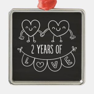 2. Jubiläum Geschenk für ihre Chalk Herz Hand Dra Ornament Aus Metall