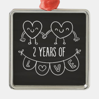 2. Jubiläum Geschenk für ihre Chalk Herz Hand Dra Ornament Aus Metall