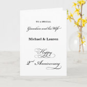 2. Jubiläum Grandson und Ehefrau Elegantes Skript Karte (Gelbe Blume)