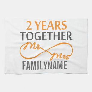 2. Jubiläum Mr. & Mrs Infinity Personalisiert Geschirrtuch