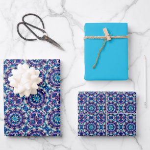 #2 Kaleidoskopisches Buntglas-Mandala Geschenkpapier Set