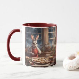 2 Kaninchen 1 Küche Weihnachtsplätzchen backen Tasse