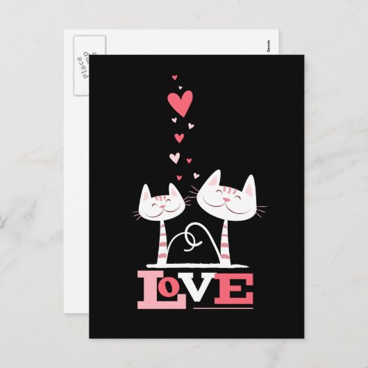 2 Katzen in Liebe | Valentine Themed Postkarten (Vorne/Hinten)