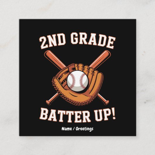 2. Klasse Erster Tag Batter Up Baseball Schule (Vorderseite)