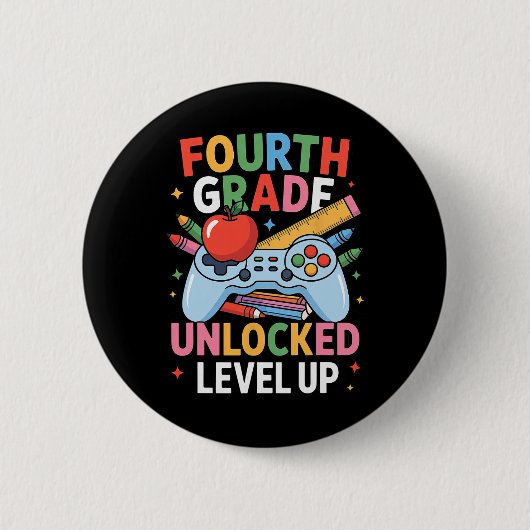 2. Klasse freigeschaltet Level Up Gamer Kids Junge Button (Vorderseite)