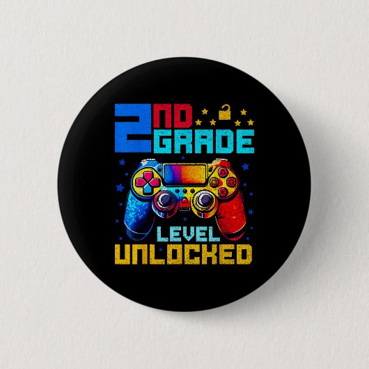 2. Klasse freigeschalteter Gamer Erster Schultag Button (Vorderseite)