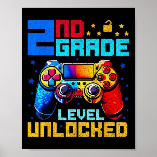 2. Klasse freigeschalteter Gamer erster Schultag Poster (Vorne)