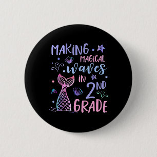 2. Klasse für Mädchen Niedliche Meerjungfrau zurüc Button