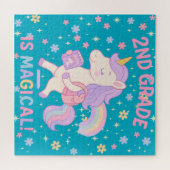 2. Klasse ist magisch zurück zur Schule Einhorn Puzzle (Horizontal)