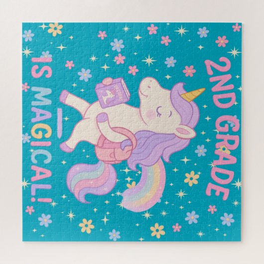 2. Klasse ist magisch zurück zur Schule Einhorn Puzzle (Horizontal)