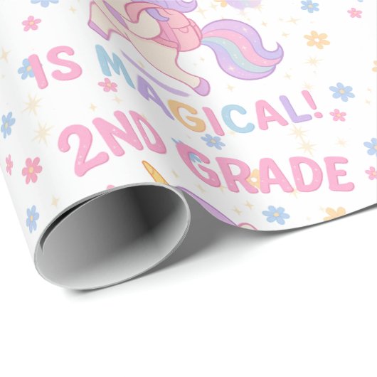 2. Klasse ist magisch zurück zur Schule Unicorn Geschenkpapier (Rolleneckpunkt)