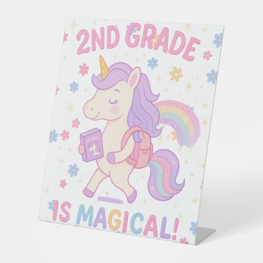 2. Klasse ist magisches Einhorn zurück zur Schule Sockelschild (Vorderseite)