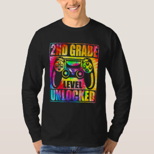 2. Klasse Level freigeschaltetes Videospiel Tie Dy T-Shirt