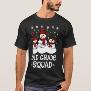 2. Klasse Squad Karo-Schneemann-Santa-Hut-Lehrer W T-Shirt