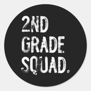 2. Klasse Squad Zurück zur Schule Schüler Lehrer Runder Aufkleber