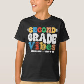 2. Klasse Vibes Funny Back To School Groovy T-Shirt (Vorderseite)