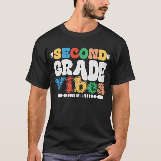 2. Klasse Vibes Funny Back To School Groovy T-Shirt (Vorderseite)