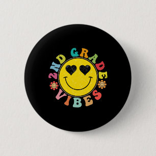 2. Klasse Vibes Glückliches Gesicht Lächeln Gesche Button