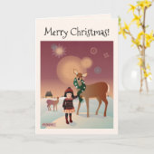 2 Kleines Mädchen mit Hirschkunst ©️ TRForsman Karte (Gelbe Blume)