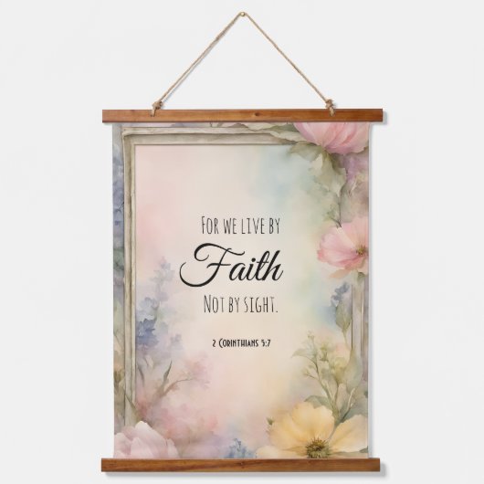 2 Korinthen 5:7 Christliche Bibelverse Kunst, Dich Wandteppich Mit Holzrahmen (Vorderseite)