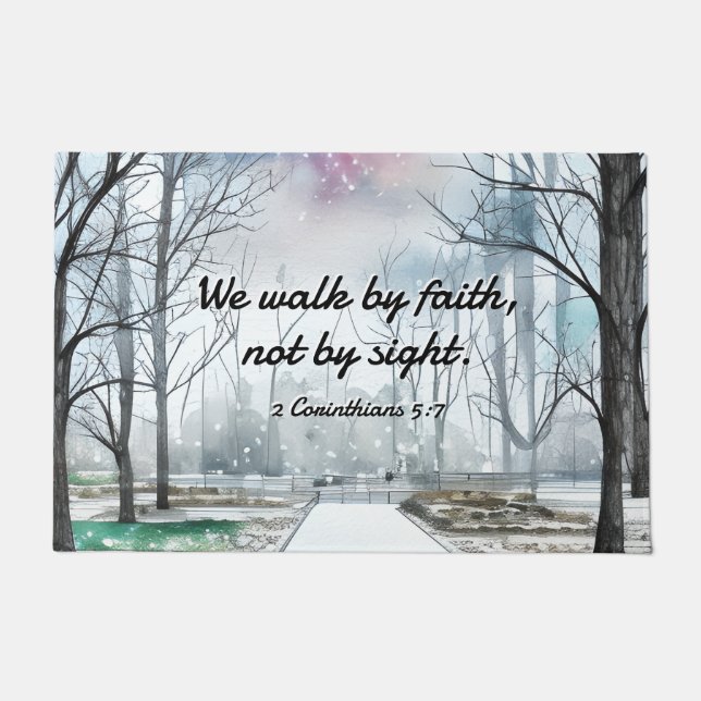 2 Korinthen 5:7 Zu Fuß durch den Glauben nicht dur Fußmatte (Vorderseite)