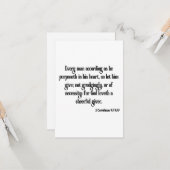 2 Korinthen 9:7 Bibelschrift Flacher Gruß Karte (Vorderseite/Rückseite Beispiel)