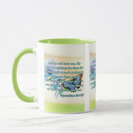 2 Korinther 12:9 Bibelschrift Bild Zwei-Ton Tasse (Links)