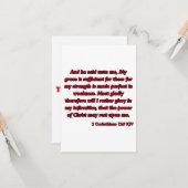 2 Korinther 12:9 Bibelschrift KJV Gruß Karte (Vorderseite/Rückseite Beispiel)