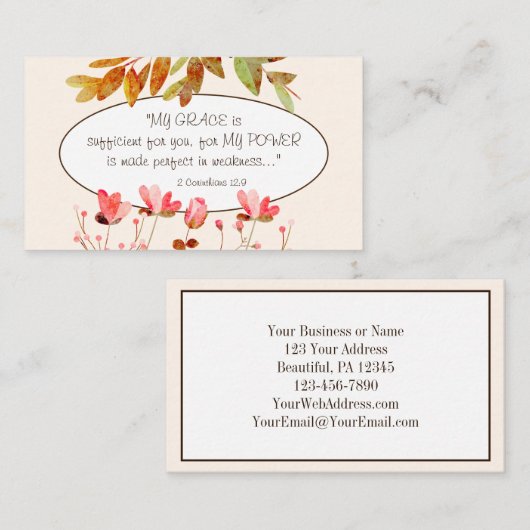 2 Korinther 12:9 MY GRACE ist ausreichend für Sie Visitenkarte (Vorne/Hinten)