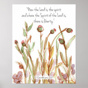 2 Korinther 3,17 Bibel Schrift Wildblumen Poster