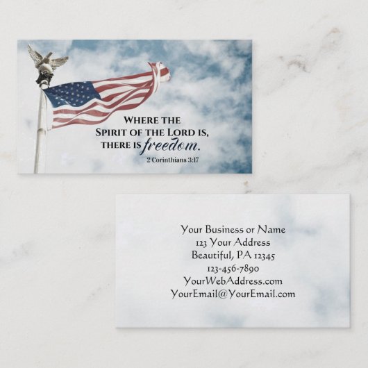 2 Korinther 3:17 Es gibt Freiheit, die amerikanisc Visitenkarte (Vorne/Hinten)