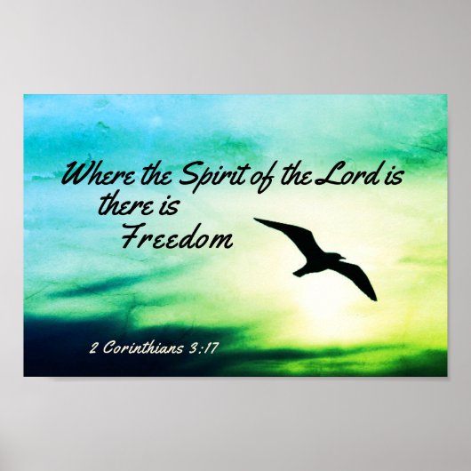 2 Korinther 3:17 Freedom Bible Verse Bird Flying Poster (Vorne)