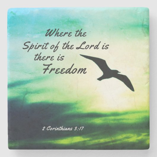 2 Korinther 3:17 Freedom Bible Verse Bird Flying Steinuntersetzer (Vorderseite)