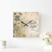 2 Korinther 5:7 Wir gehen durch das Glaubensbibelv Quadratische Wanduhr (Zuhause)