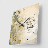 2 Korinther 5:7 Wir gehen durch das Glaubensbibelv Quadratische Wanduhr (Winkel)