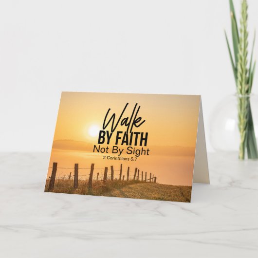 2 Korinther 5:7 zu Fuß durch den Sonnenuntergang d Karte (Vorderseite)