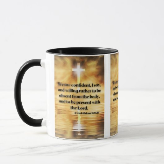 2 Korinther 5:8 KJV Bibelschrift Bild Zwei-Ton Tasse (Links)