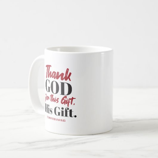 2 Korinther 9:15 Bibelverse Design I Kaffeetasse (Vorderseite Links)
