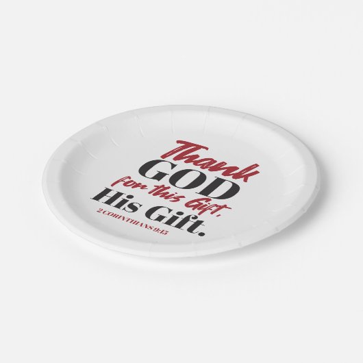 2 Korinther 9:15 Bibelverse Design I Pappteller (Schrägansicht)