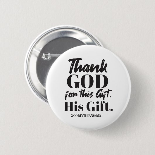 2 Korinther 9:15 Bibelverse Design II Button (Vorne & Hinten)