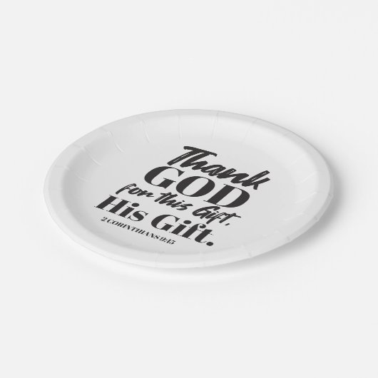 2 Korinther 9:15 Bibelverse Design II Pappteller (Schrägansicht)