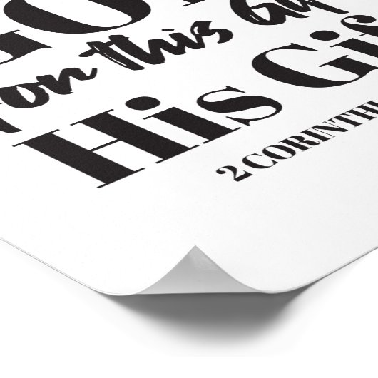 2 Korinther 9:15 Bibelverse Design II Poster (Ecke)